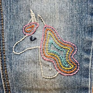 RAINBOW UNICORN Girls Skinny Jeans Size 7 - Cat & Jack - Great Condition